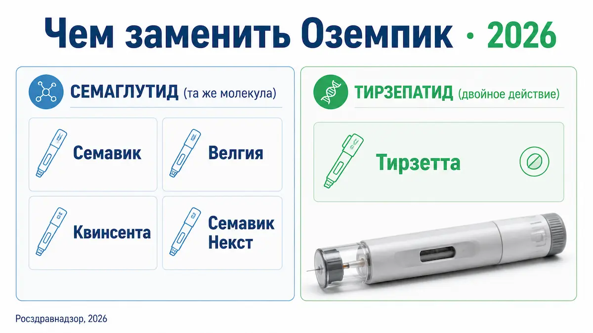 аналоги Оземпика в России 2026: семаглутид и тирзепатид, обзор препаратов