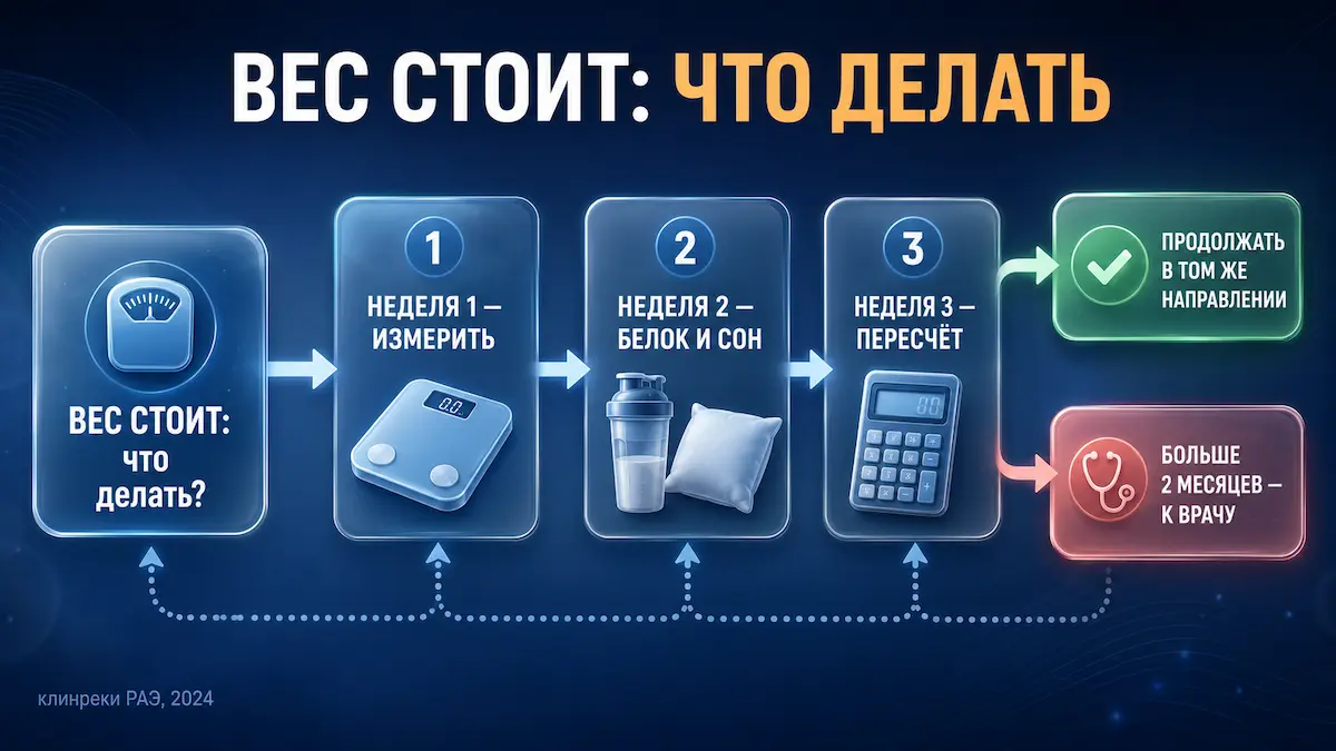 Что делать, если вес стоит: алгоритм действий по неделям &mdash; дерево решений врача