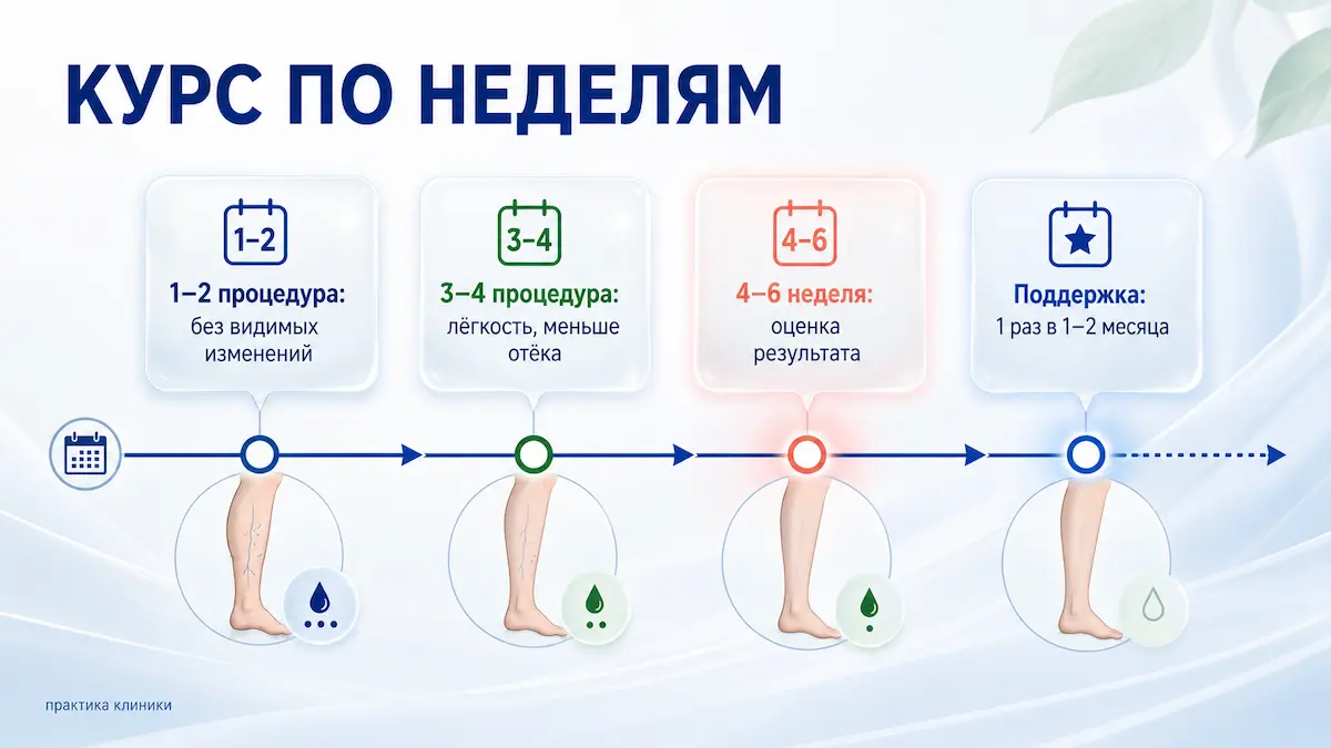 Курс процедур по неделям, если убирать целлюлит аппаратом