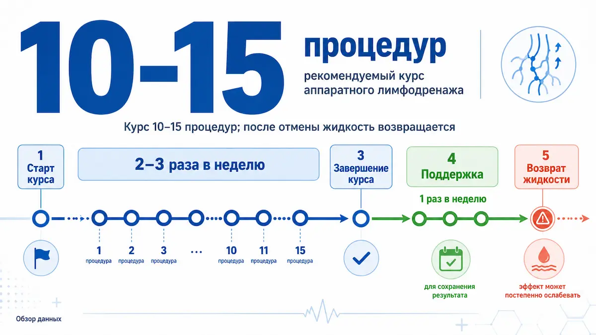 аппаратный лимфодренаж: курс 10&ndash;15 сеансов и как долго держится эффект
