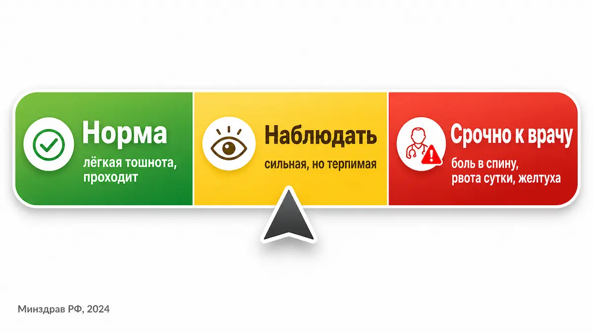 Светофор переносимости: где обычная адаптация, а где сигнал срочно к врачу. тошнота на семавике: шкала от нормы до красных флагов и повода к врачу