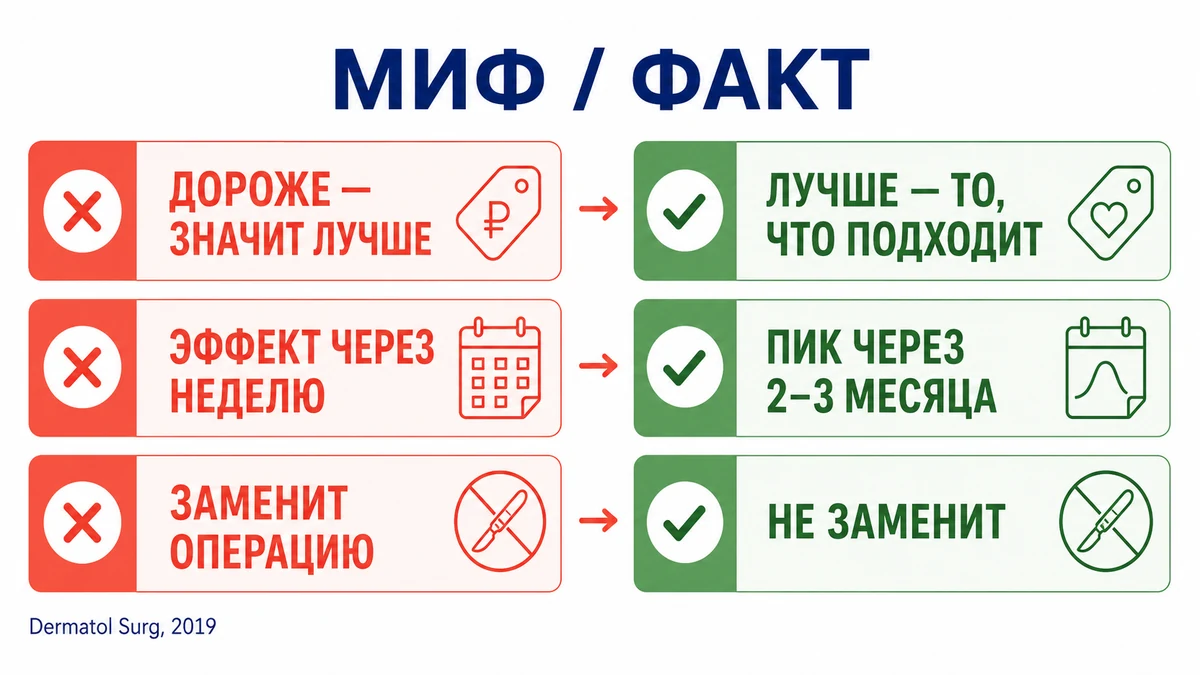 Четыре убеждения, которые чаще всего приводят пациентов не к той процедуре Мифы и факты об аппаратном лифтинге лица: ультразвук и радиочастота
