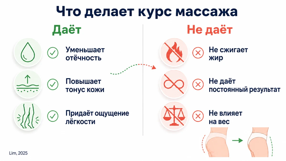 Инфографика: что даёт антицеллюлитный массаж и чего он не делает