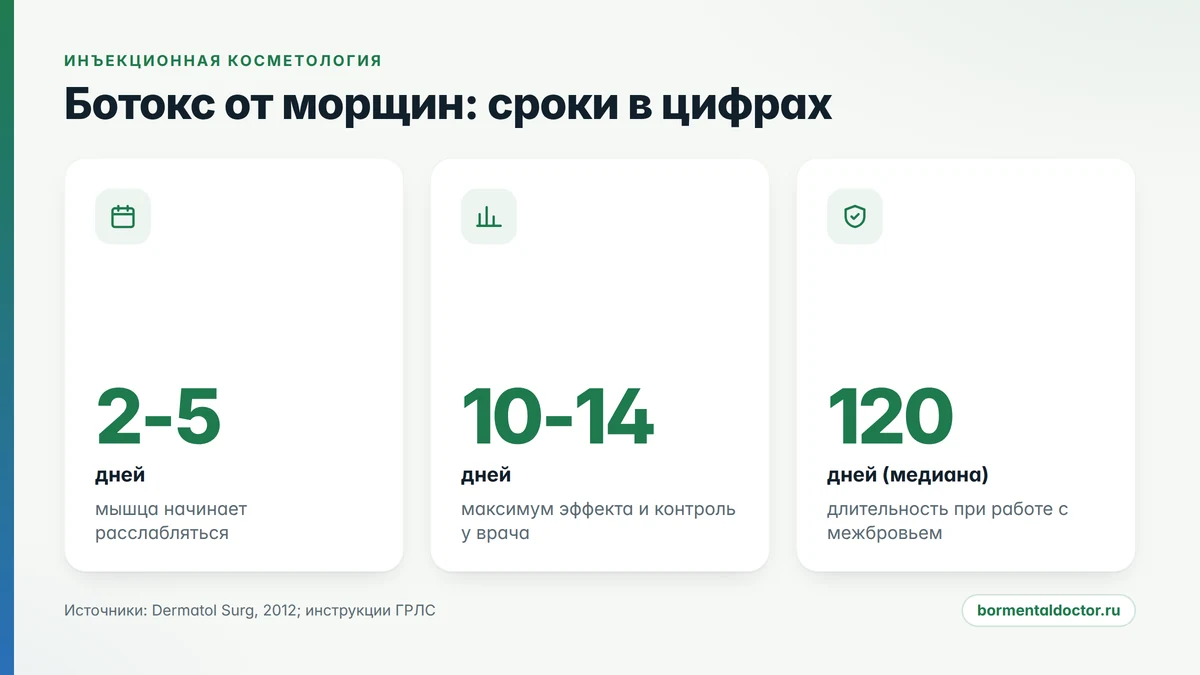 ботокс от морщин: когда виден эффект и сколько он держится