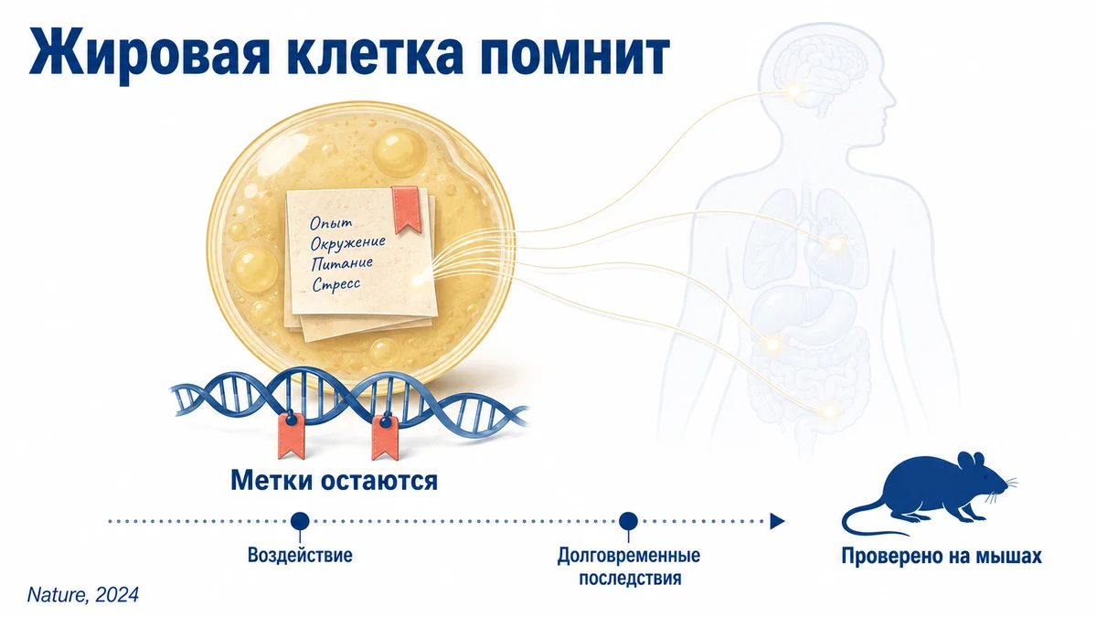 Иллюстрация: жировая клетка сохраняет память о прежнем весе после снижения