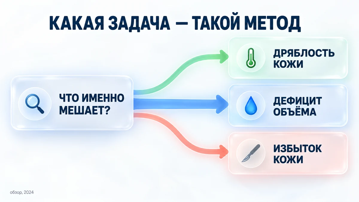 Дерево решений: какой метод выбрать при дряблости кожи и дефиците объёма лица
