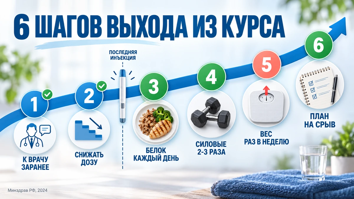 отмена семаглутида: 6 шагов плана выхода из курса &mdash; от консультации врача до плана на срыв