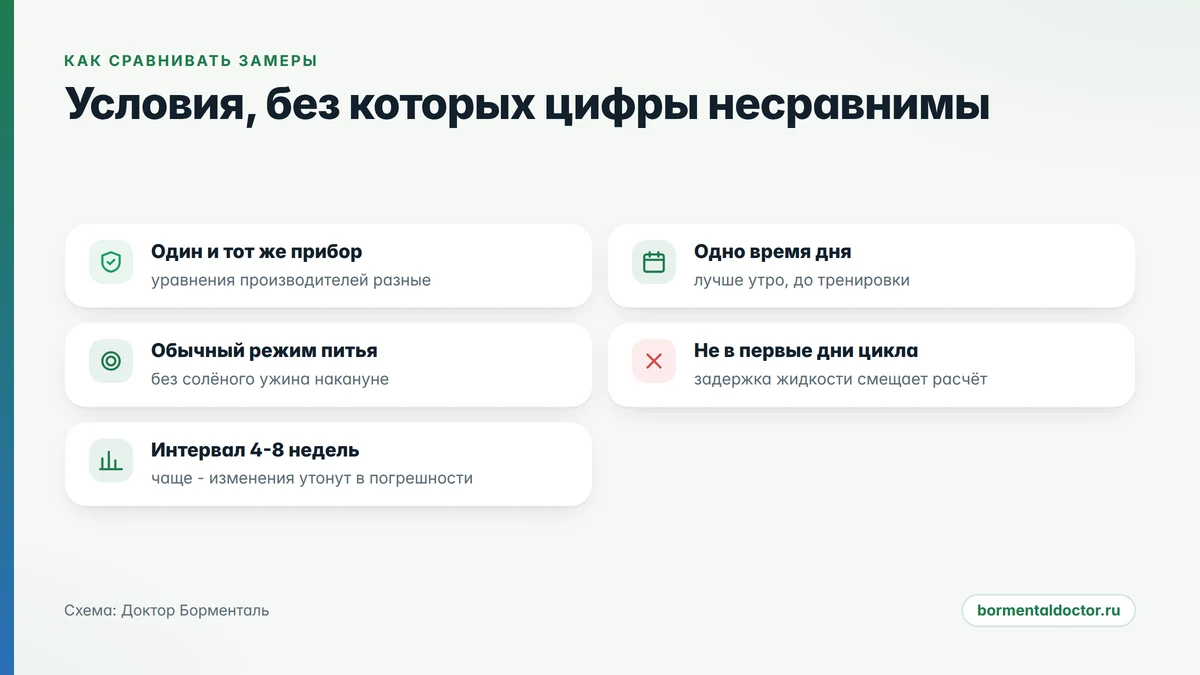 Пять условий, без которых два протокола сравнивать нельзя биоимпеданс: условия корректного замера и сравнения результатов